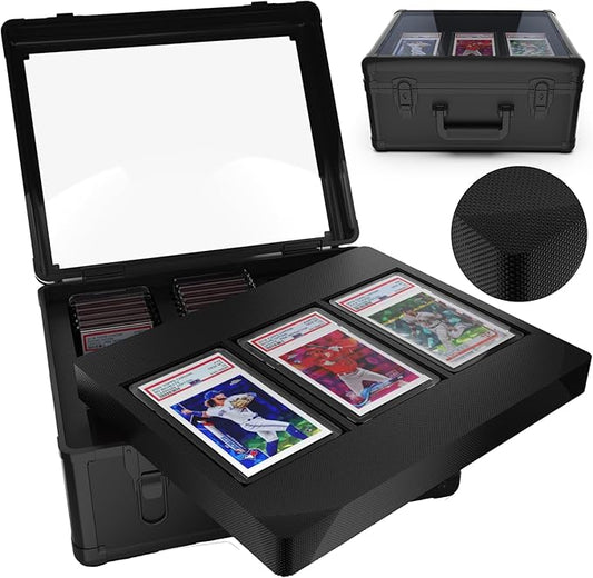 3-Row Graded Card Case – Holds 120+ PSA/BGS/SGC Slabs – Hard Shell Storage Box with Secure Key Lock – Protective Carry Case for Sports Cards, Pokémon & TCG
