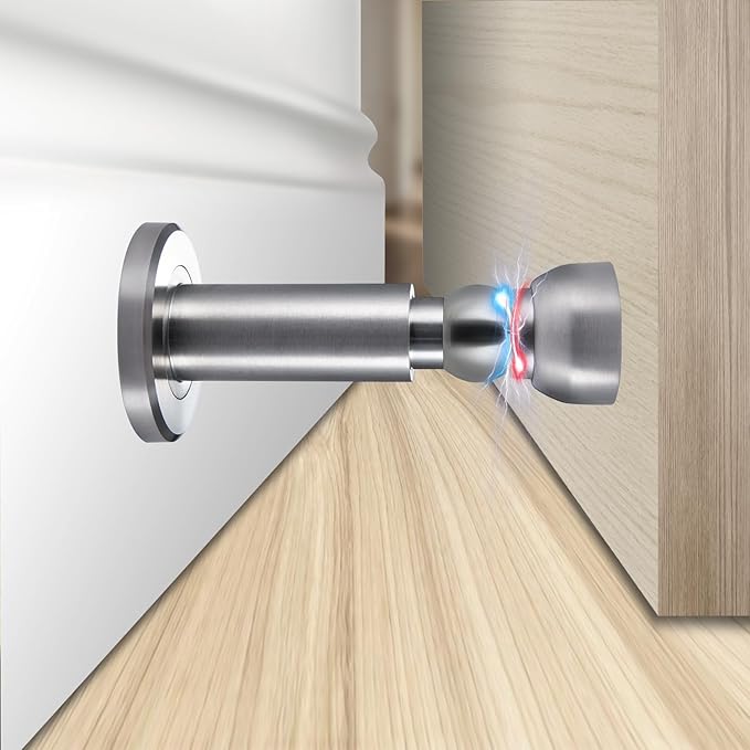 Door Stoppers – Heavy Duty Magnetic Door Stopper for Wall & Bottom of Door – Premium Adjustable Door Stop with Heavy-Duty Windproof Design, Constructed with SUS304 Stainless Steel (Stainless Steel)