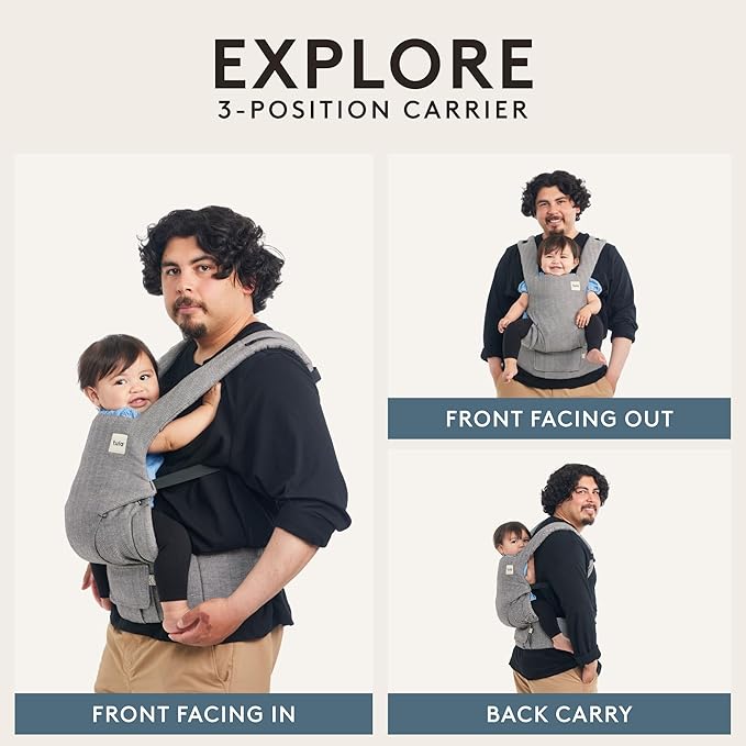 Baby Tula Explore Carriers - Breathable Baby Carrier Newborn to Toddler - Adjustable Toddler Carrier - Multiple Ergonomic Positions Front and Back - Ergonomic Fit for 7-45 lb - Cotton, Discover