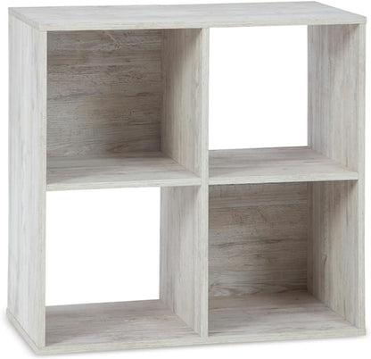 Signature Design by Ashley Paxberry Coastal 4 Cube Storage Organizer or Bookcase, Whitewash