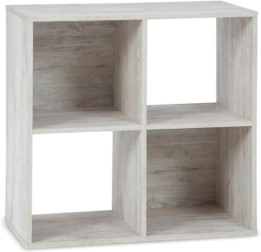 Signature Design by Ashley Paxberry Coastal 4 Cube Storage Organizer or Bookcase, Whitewash