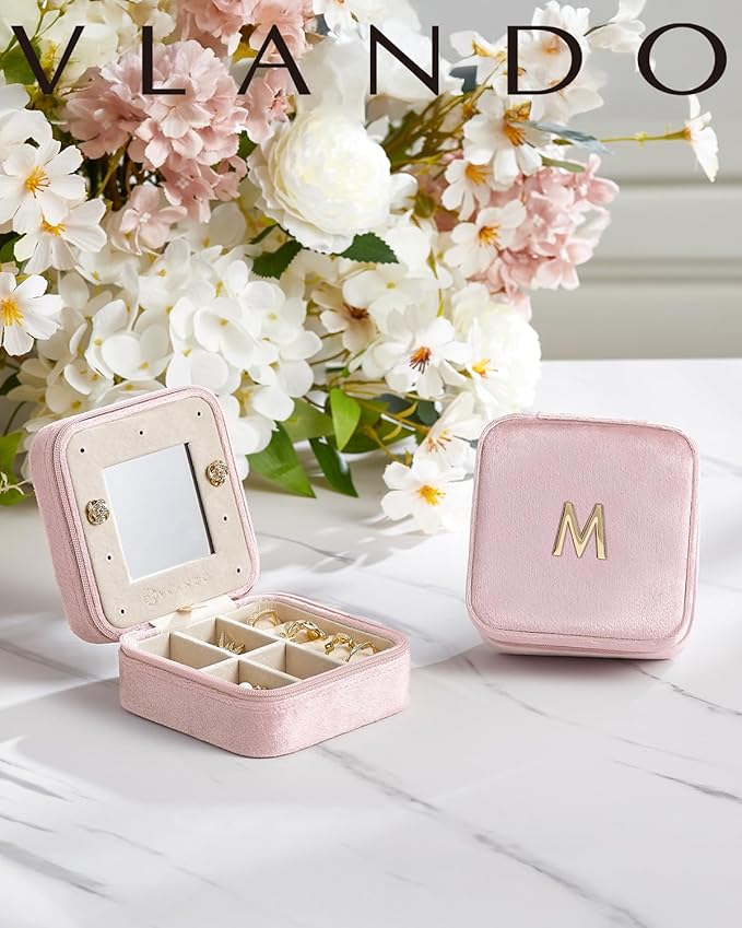 Vlando Graduation Gifts for Her - Travel Accessories & Essentials in Pink - Letter O Jewelry Box