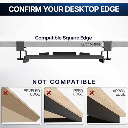 VIVO Small Keyboard Tray, Under Desk Pull Out with Extra Sturdy C Clamp Mount System, 20 (26 Including Clamps) x 11 inch Slide-Out Computer Platform Drawer, White, MOUNT-KB05ES-W