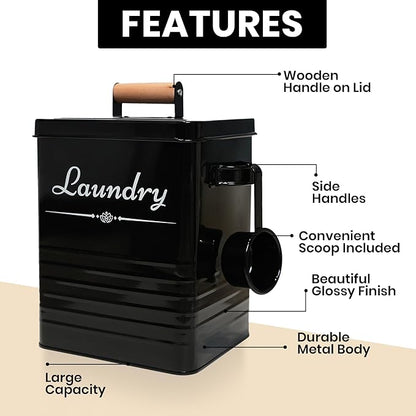 Farmhouse Metal Detergent Pod Container with Dryer Sheet Holder for Laundry Room Organization and Storage - Holds Over 200 Pods and 300 Sheets