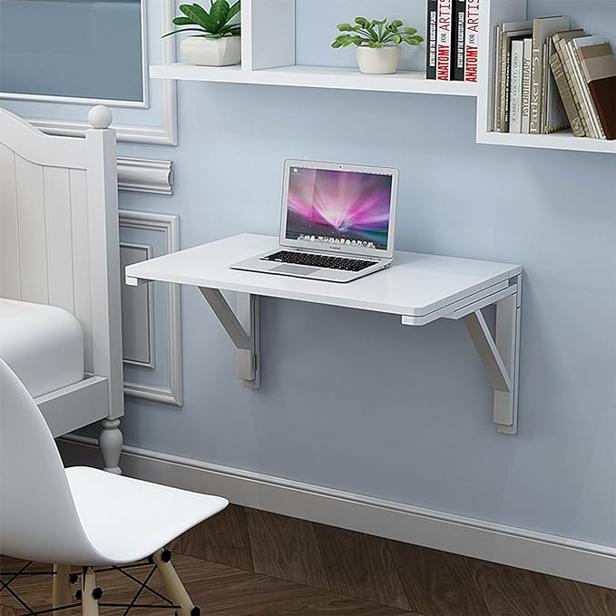 MM MELISEN Wall Mounted Folding Table, 80x60cm, White, Space-Saving Design