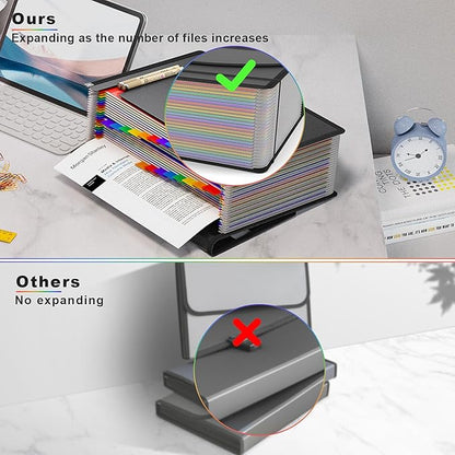 25 Pockets Accordion File Organizer with Handle,Expanding File Folder for Paper/Document/Bill,Portable Filing Box,Visible Window,Quick Search,Expandable Bottom,Large Capacity,A4/Letter Size