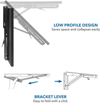 Mount-It! Heavy Duty Drop Down Table, Wall Mounted Drop Leaf Tables 45x15x7 Inches, Collapsible, Folding Workbench for Home Office, Laundry Room, Garage, Basement Bar, Study or Kitchen (Black)