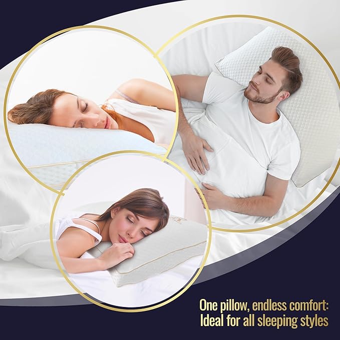 Royal Therapy 4-Pack King Memory Foam Pillow, Adjustable Shredded Odor-Free Pillow for Neck & Shoulder Pain Relief, Support for Back, Stomach, Side Sleepers, AirFlowPRO