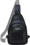 10L Crossbody Sling Bag for Women Men Anti Theft Cross Body Fanny Pack Belt Bag Purse Gifts for Women Faux Leather, Black