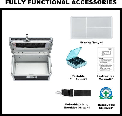 Storage Lock Box with Combination code, Lockable Medicine Storage Case, Empty First Aid Box, Security Lock Box, Multipurpose Lockbox for Home and Outdoor Use (Black, Small)