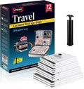 Travel Vacuum Bags for Luggage with Hand Pump,Vacuum Seal Bags for Clothing,Packing Cubes Compression,Cruise Ship and Travel Essentials(Combo 12 Pack)