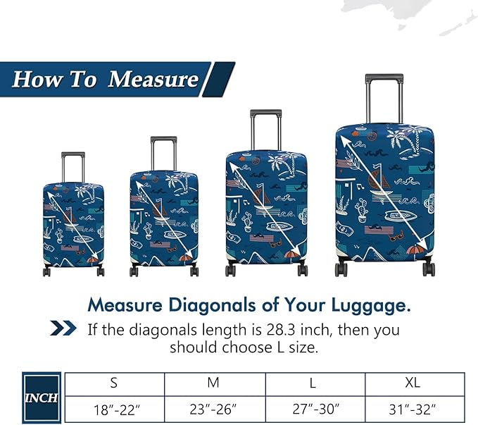HYPER VENTURE Washable Luggage Cover - Fashion Suitcase Protector Fits 18-22 Inch Luggage (Hawaii Beach, S)