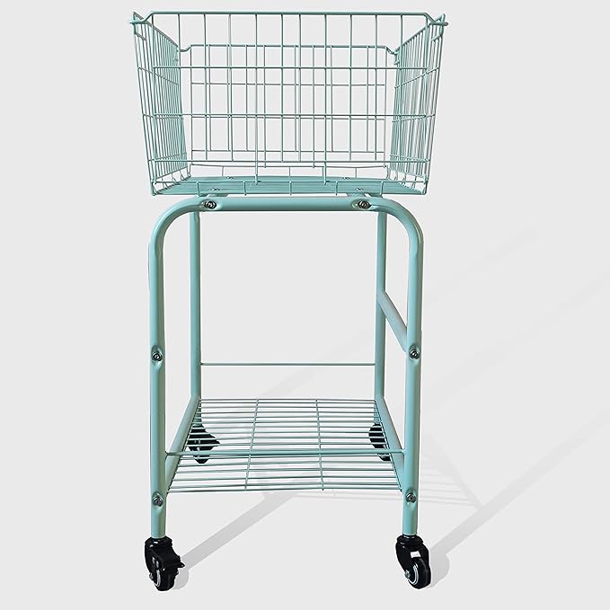 29" Rolling Laundry Cart，Large Capacity Foldable Hamper Basket,MINT Color | Bedroom, Closet Organizer Storage for Home, Dorm(MINT)