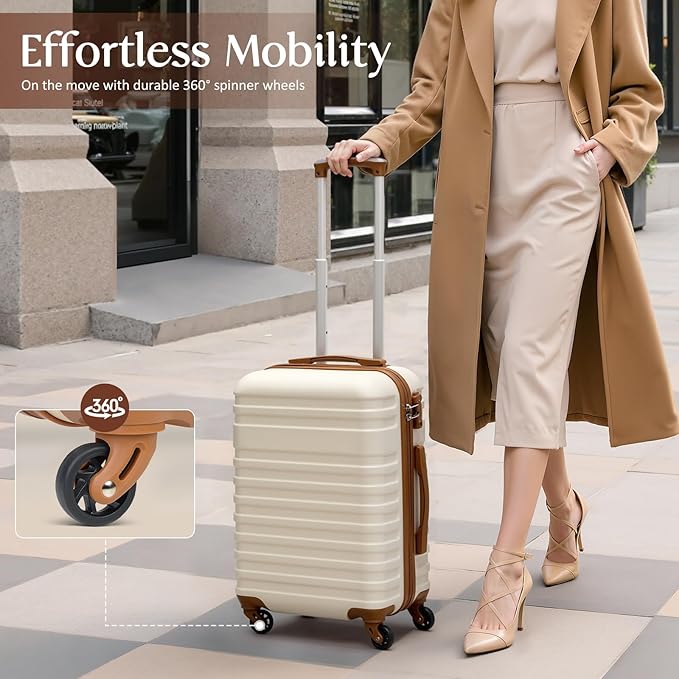Coolife Suitcase Set 3 Piece Luggage Set Carry On Hardside Luggage with TSA Lock Spinner Wheels (Pink, 3 piece set (DB/TB/20))