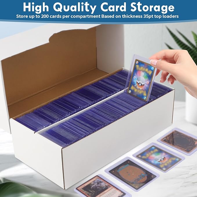 Trading Card Storage Box, 1600 Count Card Storage Boxes, Bulk Cards Storage Box Sports Cards Cases Graded Cardboard Boxes for Basketball Sports Collector (8 Set)