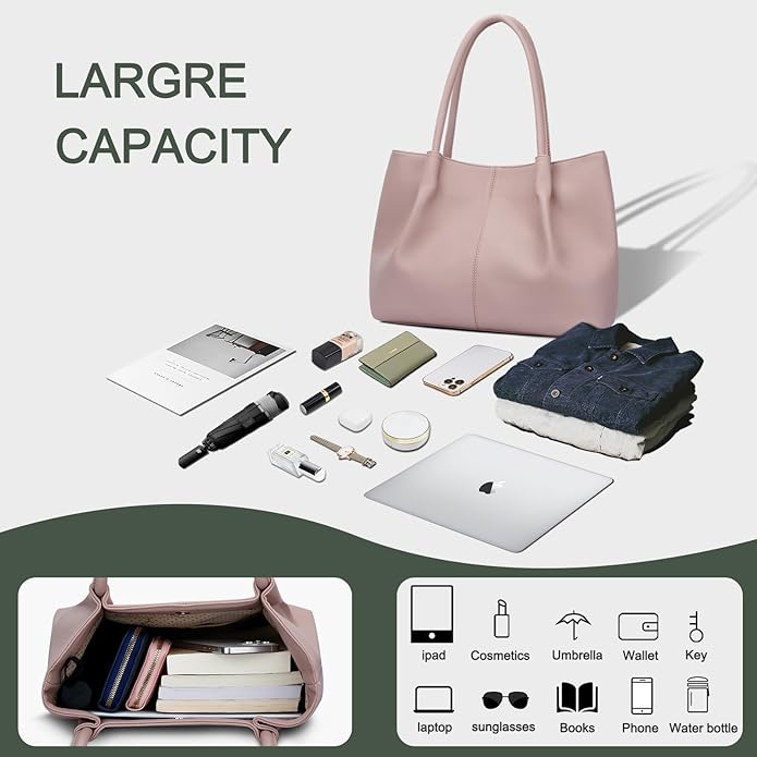 KKXIU Tote Bag for Women Vegan Leather Shoulder Purse Large Capacity Travel Bag