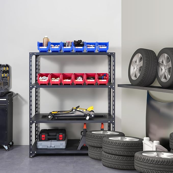 VEVOR Plastic Stackable Storage Bins 12 Pack (11 x 5 x 5-Inch), Hanging Storage Organizer Bins, Heavy Duty Stacking Containers for Closet, Garage, Office, Home, Pantry or Small Parts Organization