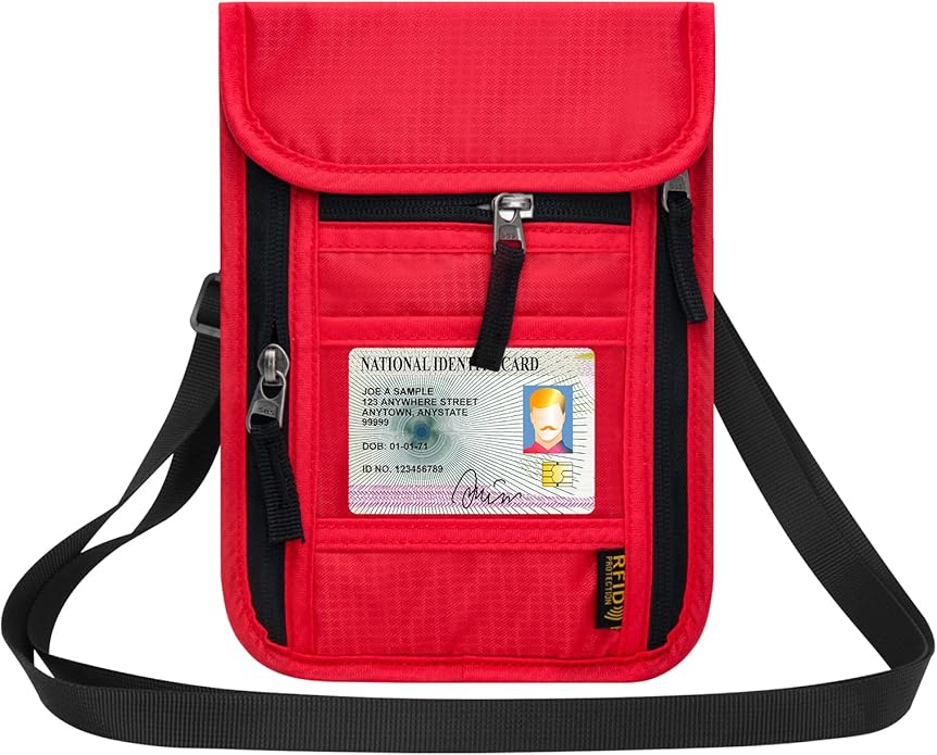 Neck Wallet for Travel,Passport Holder Neck Pouch for Men Women with Adjustable Neck Strap and RFID Blocking
