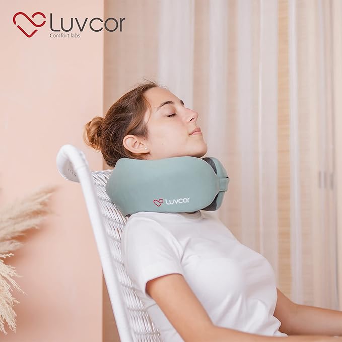 Premium Quality Memory Foam Travel Neck Pillow Bundle - Best Ergonomic Pillow for Airplane Travel, car Ride, Sleeping. Comes with Eye mask, earplugs and Storage Bag. (Imperial Green)