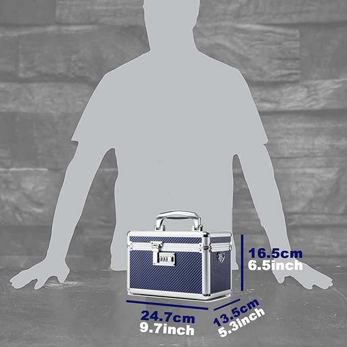 Storage Lock Box with Combination code, Lockable Medicine Storage Case, Empty First Aid Box, Security Lock Box, Multipurpose Lockbox for Home and Outdoor Use (Blue, Small)