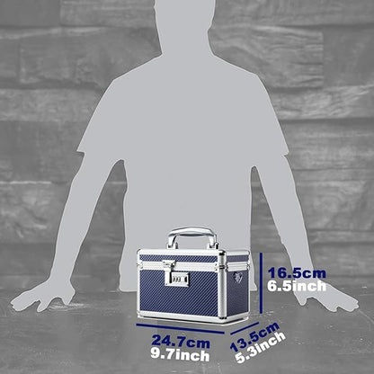 Storage Lock Box with Combination code, Lockable Medicine Storage Case, Empty First Aid Box, Security Lock Box, Multipurpose Lockbox for Home and Outdoor Use (Blue, Small)