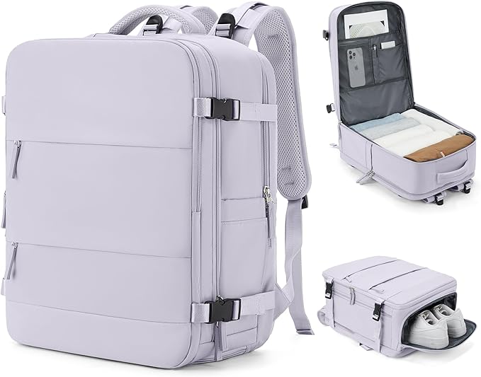 coowoz Large Travel Backpack Carry On for Women Man Gym Backpack with Laptop Compartment Mochila de Viaje Teacher Personal Item Backpacks Rucksack Airplane Accessories Must Haves Purple