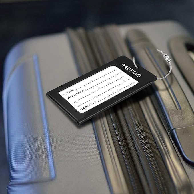 Luggage Tags Metal Suitcase Tags Travel Bag ID Identifier Luggage Tag (Black 6-Pack)