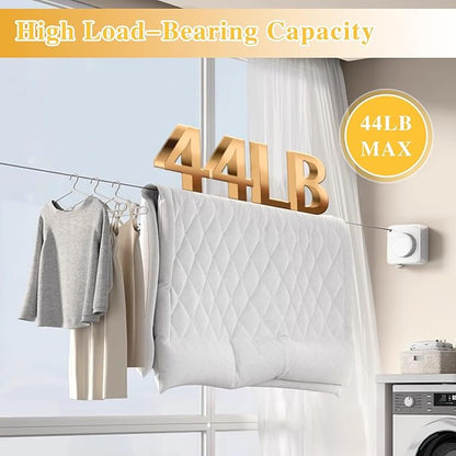 Retractable Clothesline Indoor, Non-Sagging Outdoor Clothes Line retracting,15.4 Ft Heavy-Duty Clothes Drying Laundry Line,Wall Mounted Stainless Steel Line (White)