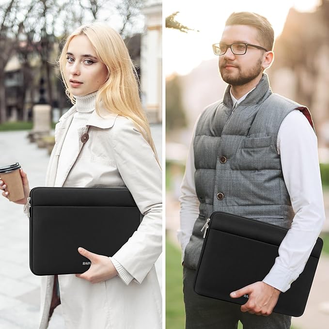 RAINYEAR Laptop Sleeve Case 15.6 Inch, Protective Portable Case with Front Pocket, Briefcase Handbag Computer Carrying Bag Laptop Bag Compatible for HP, Dell, Asus, Lenovo, Notebook, Black