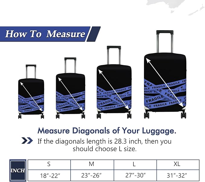 HYPER VENTURE Washable Luggage Cover - Fashion Suitcase Protector Fits 31-32 Inch Luggage (Fragile, XL)