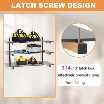 Lumber Rack Wall Mount, Heavy Duty Wood Storage Racks, 9-Level System Garage Shelving, 1080 Lbs Capacity Organizer Shelves, Folding Orange Brackets, 6 Pack Hanging Metal Shelf for Indoor and Outdoor