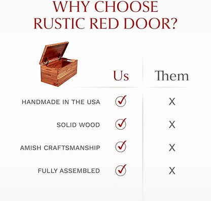 Amish Made Wooden Storage Chest Trunk Box with Lid and Handles for Bedroolanket, Clothes, Anti-Slam Hinges, Handmade, Rustic, Cedar Wood, Natural Stain, 36"