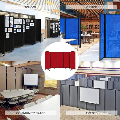 Versare Room Divider 360 Portable Wall Partition | Folding Panels | Large Freestanding Divider | Locking Wheels | Temporary Room Separator | 25' x 7'6'', Cloud Gray