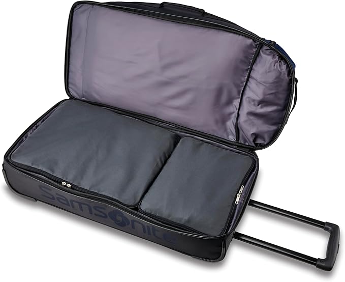 Samsonite Andante 2 Wheeled Duffel Bag – 32-Inch Durable Rolling Luggage with Inline Skate Wheels, Push-Button Handle & Spacious Compartments – Travel-Friendly and Lightweight- Navy/Black