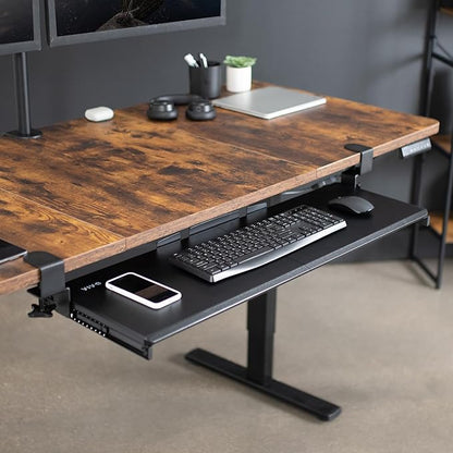 VIVO Extra Long Clamp-on Computer Keyboard and Mouse Under Desk Slider Tray, 34 x 11 inch Pull Out Platform Drawer, Black, MOUNT-KB15EB