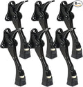 6 Packs Black Door Stops, Heavy Duty Kickdown Door Stopper, One Touch Adjustable Kickdown Door Stop for Heavy Doors, 4 in Metal Door Kickstand with Rubber Tip & Wall Protectors for Wide Doors
