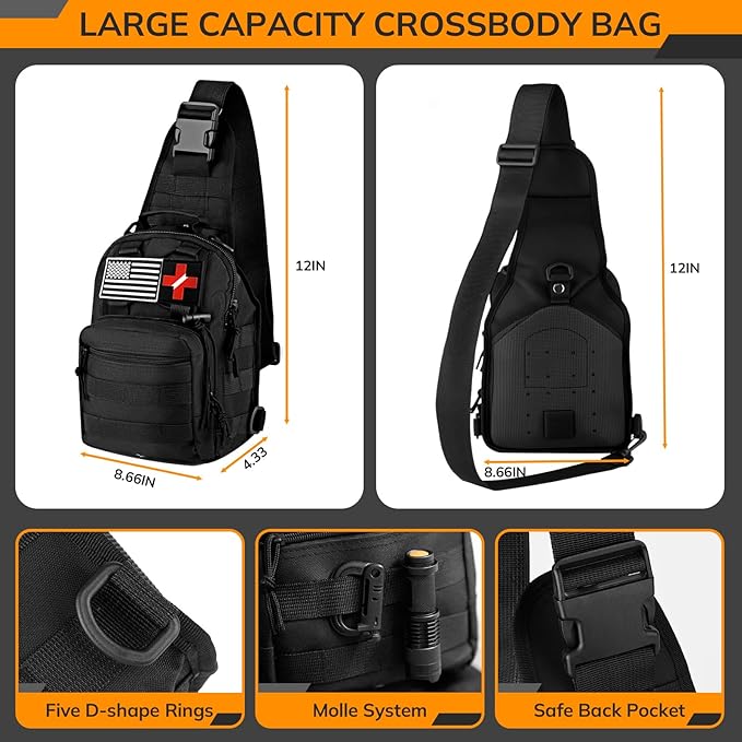 Survival Kit, 250pcs Survival Tools Tactical Gear and Trauma Bag, Survival First Aid Kit with Molle Crossbody Bag & Emergency Tent for Earthquake, Bug Out, Outdoor Adventure, Gifts for Christmas Men