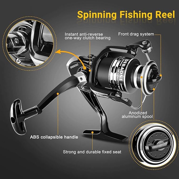 ShinePick Fishing Rod Kit, Telescopic Fishing Pole and Reel Combo Full Kit with Line Lures Hooks Carrier Bag for Travel Saltwater Freshwater Boat Fishing Beginners