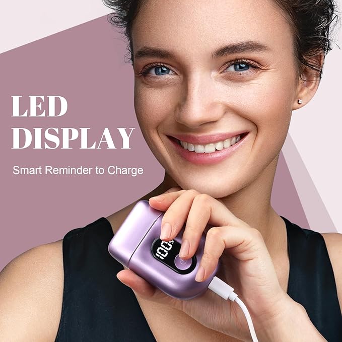 Cordless Electric Shaver for Women: Mini Electric Razors with LED Display - Rechargeable Bikini Trimmer - IPX7 Waterproof Wet Dry Face Razor with 3 Blade Heads Floating Head