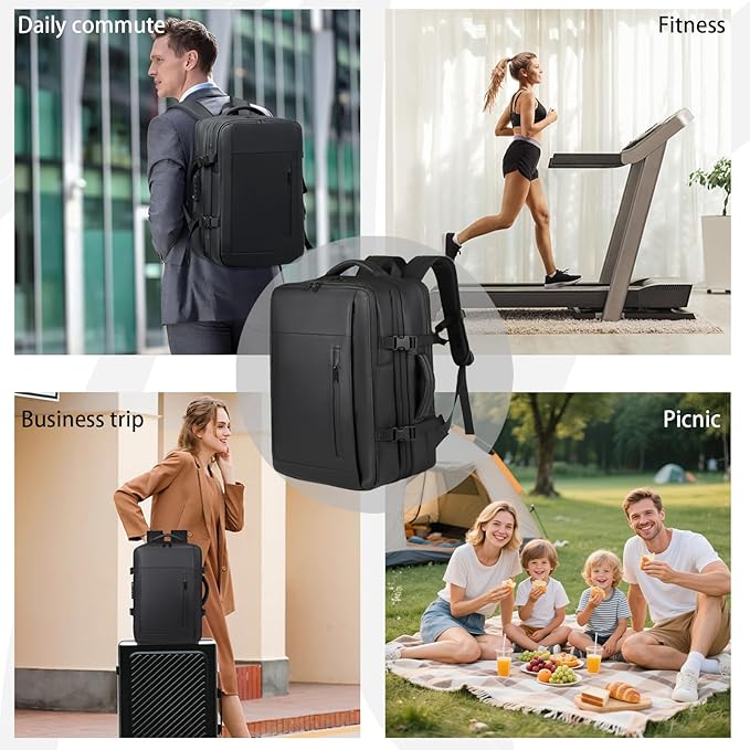 Vacuum-sealed travel computer backpack, Water-Resistant, With vacuum pump, Multiple Compartments, Anti-theft combination lock (Green)