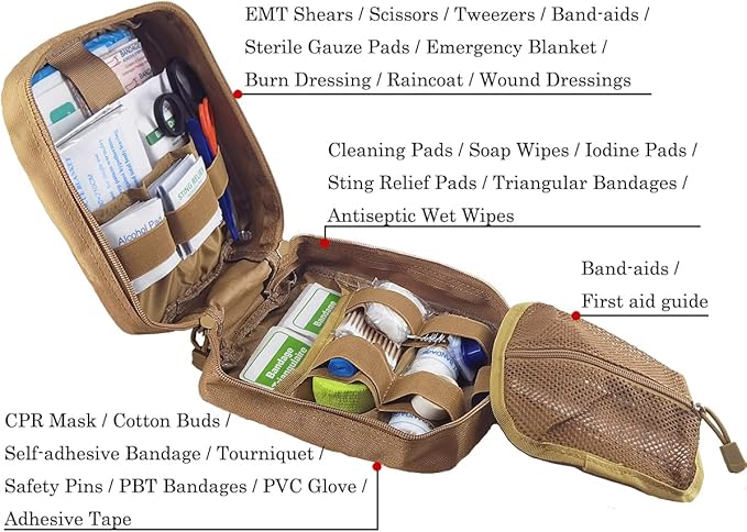 First Aid Kit Med Medical - Kit Rip-Off 180 pcs Water-Resistant Emergency Kit for Camping Hiking Home Outdoor Truck Vehicle Car Fishing Travel Biking