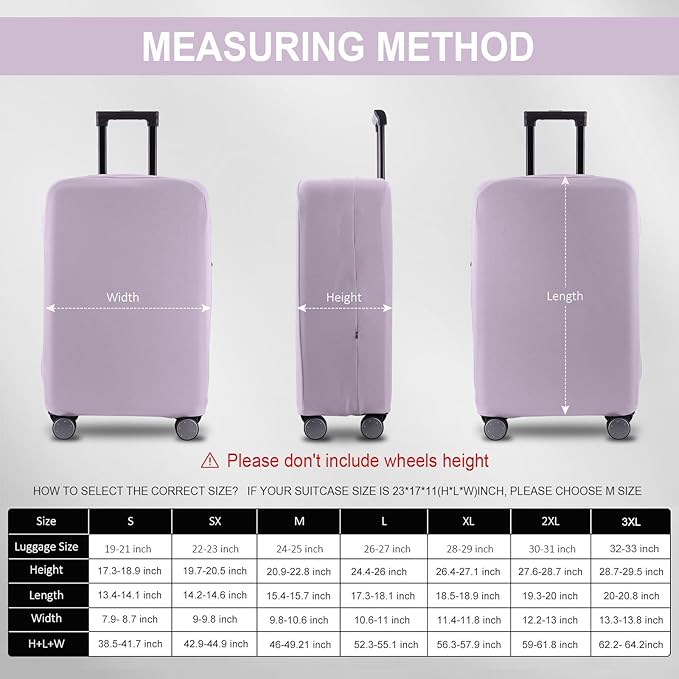 Travel Luggage Cover Suitcase Protector Scratch-Resistant Fit 19-31 Inch Suitcase, Not Included Suitcase (Lavender Purple, M(24-25 inch))