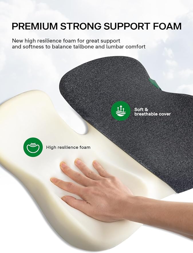 Medisana Seat Cushion, SC 100B Seat Cushions for Office Chairs, Car Seat, Wheelchair - Sciatica & Tailbone & Coccyx Pain Relief Pillow for Driver Sedentary People（Size:17 * 14.6 * 3.54 in-Black