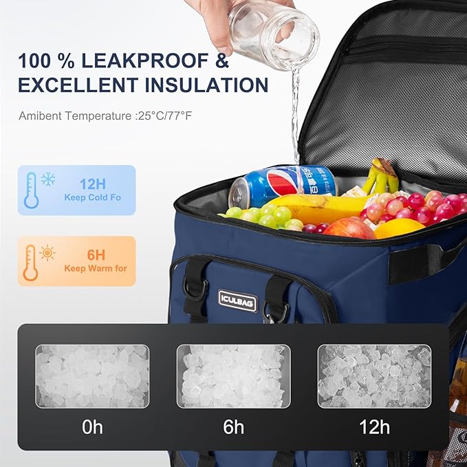 Beach Cooler Backpack for Men 36cans Insulated Backpack Cooler Lunch Bag for Women Camping Hiking Picnic Travel for 18 Hours Cooling 30L