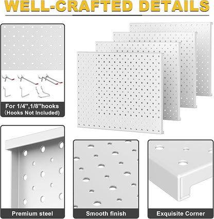 Ultrawall Metal Pegboard Panels, Pegboard Wall Organizer, Peg Boards for Wall, Garage Tool Storage Organization, 12"X16", 4pcs, Gray