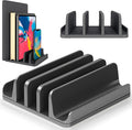 Multiple Laptop Holder Vertical – Adjustable Laptop Vertical Stand Holds 5 Devices, Fits All MacBooks Laptops Tablets and Mobiles (up to 17.3”). Closed Upright Vertical Laptop Stand for Desk
