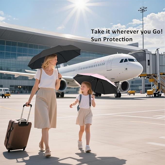 BAODINI Travel Mini Umbrella for Purse With Case Small Compact UV Sun Protection Sun Lightweight Tiny Pocket Umbrella for Women Kids and Men