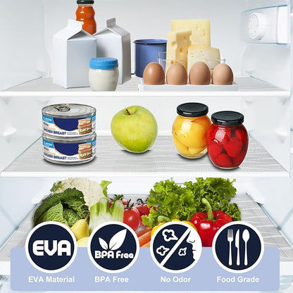 Shelf Liner, Waterproof Refragerator Liner, Drawer Liners for Kitchen Cabinet, Bathroom Sink Mat No Slip Cupboard Mats Non Adhesive Fridge Liner EVA Place Mats Roll - Clear Wave 17.5"×118"