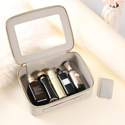 Aveniee Clear Makeup Bag Organizer,Large Travel Toiletry Bag for Women, Waterproof Cosmetic Pouch with Zippers,Car Organizers and Storage Case for Accessories,Grey