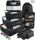 Veken 10 Set/8 Set Packing Cubes for Travel Essentials, Suitcase Organizer Bags in 4 Sizes, Carry-On Luggage Accessories with Large Laundry & Toiletry Bag, Must-Have for Airplane, Road Trip & Camping